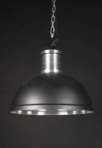 18" Black & Nickel Dome Pendant