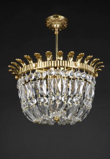 Semi Flushmount Crystal Basket Hanging Fixture