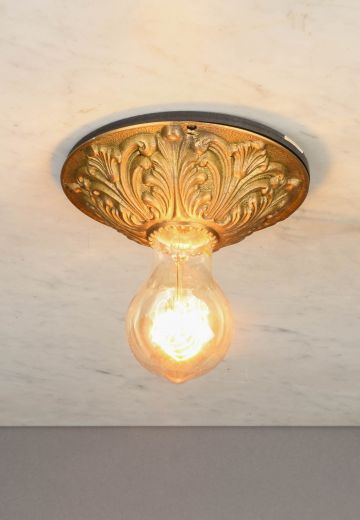 Ornate Brass Flush Mount Fixture