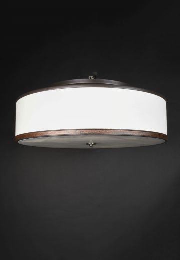 30" Bronze Fabric Shaded Flush Mount Fixture