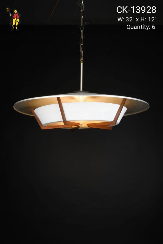 Nickel & Wooden "Saucer" Hanging Pendant
