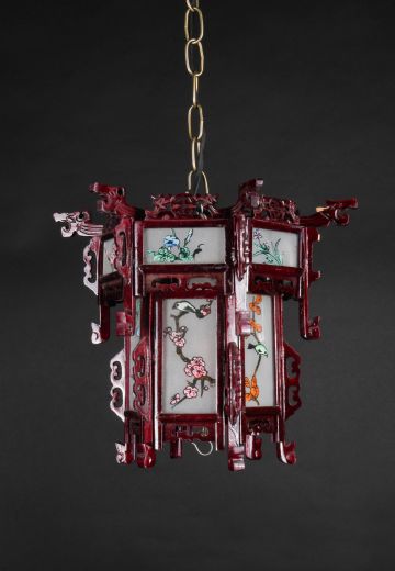 Wooden Floral Hanging Lantern