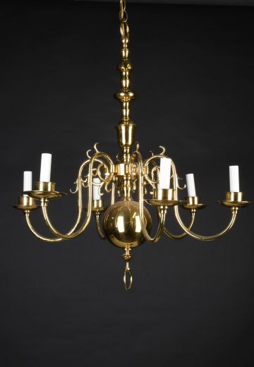 Six Light Brass Georgian Chandelier
