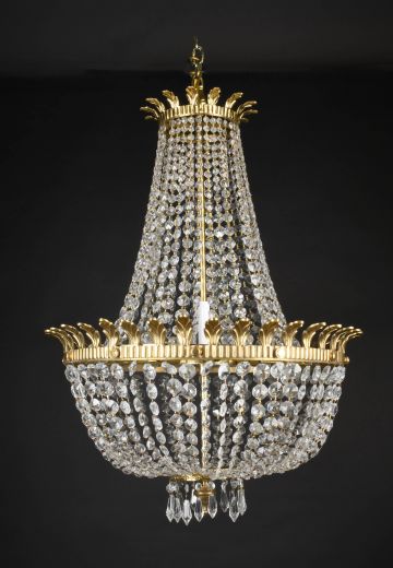 Eight Light Crystal Basket Chandelier