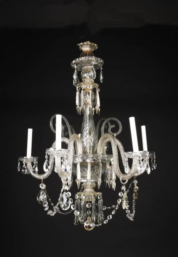 Five Light Crystal Chandelier w/Scrolls