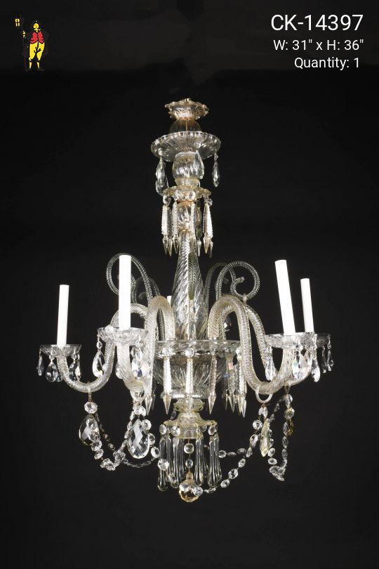 Five Light Crystal Chandelier w/Scrolls