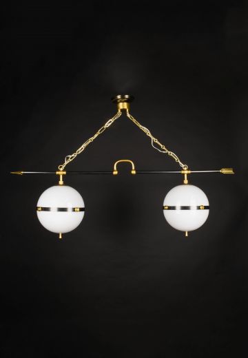 Black & Brass Two Light Chandelier