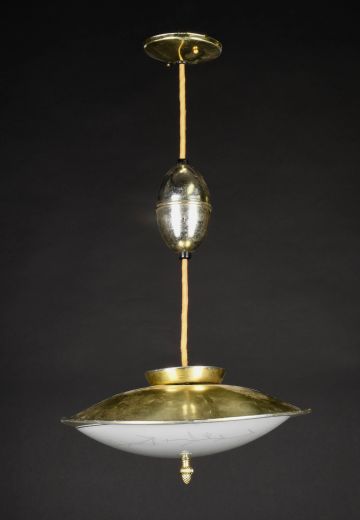 Mid Century Brass Pull Down Fixture