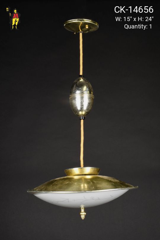 Mid Century Brass Pull Down Fixture