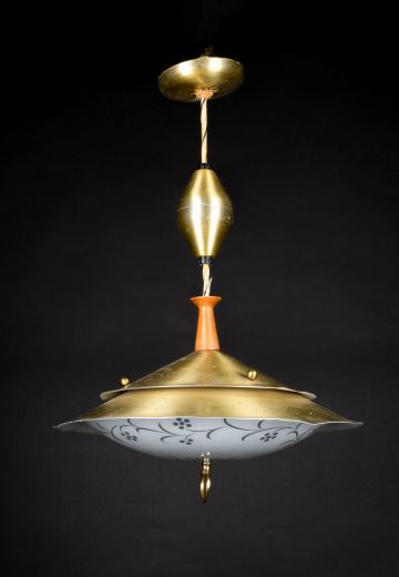 Brass "Saucer" Pull Down Hanging Fixture