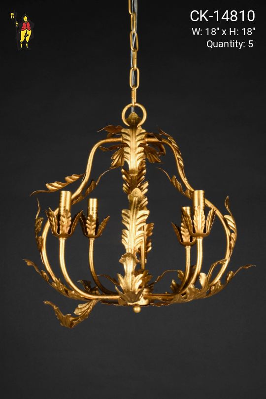 Brass Small Four Light Chandelier