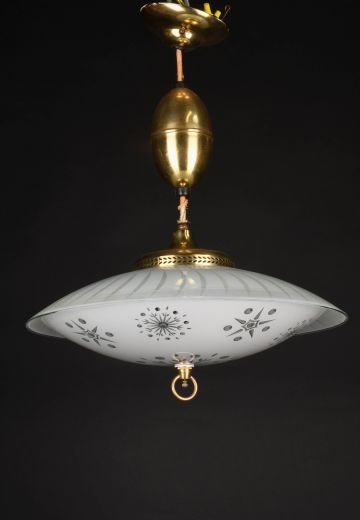 Glass Mid Century Pull Down Hanging Fixture