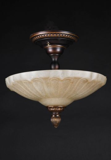 Bronze Three Light Semi Flush Mount Hanging Fixture