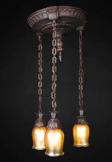 Bronze Three Light Hanging Pendant Flush Mount Fixture