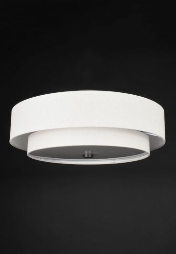 Fabric Two Tiered Drum Shade Flush Mount Fixture