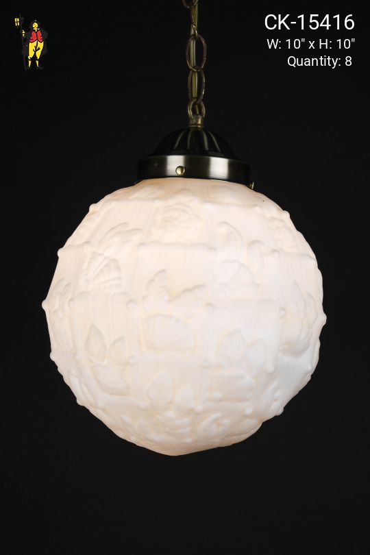 10" Decorative Molded Glass Hanging Globe