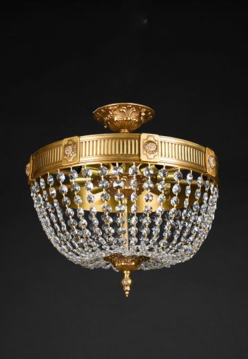Crystal & Brass Semi-Flush Mount Hanging Fixture