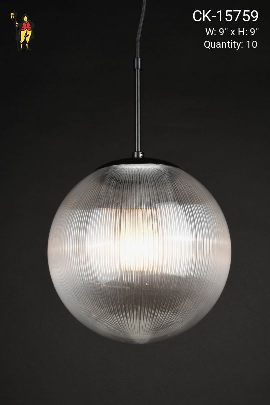 9" Neckless "Ribbed" Acrylic Hanging Globe