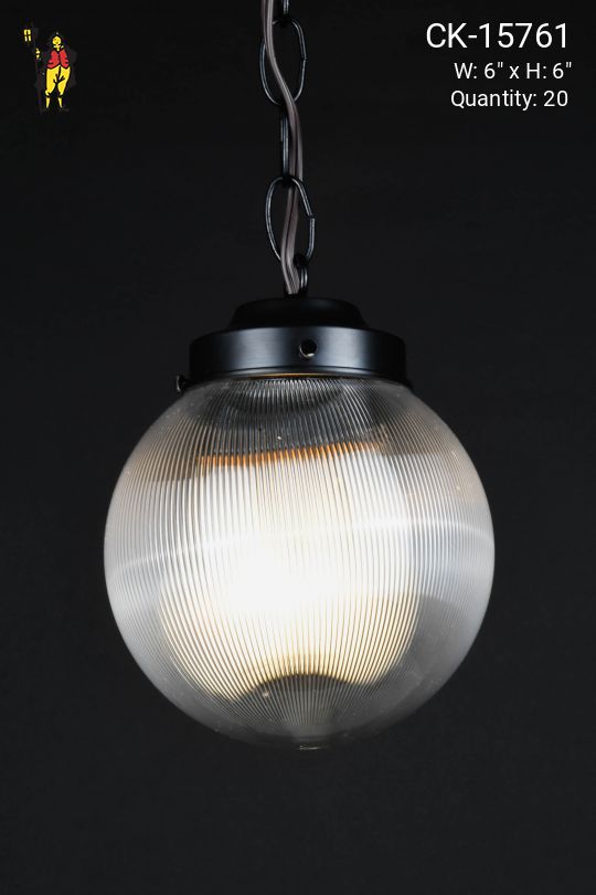 6" "Ribbed" Acrylic Hanging Globe