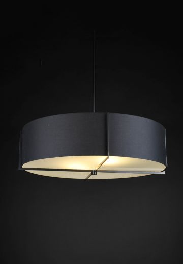 Black Fabric Hanging Drum Shade Pendant