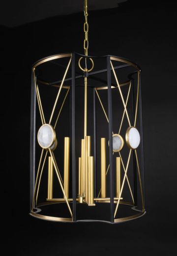 Brass & Black Eight Light Hanging Lantern