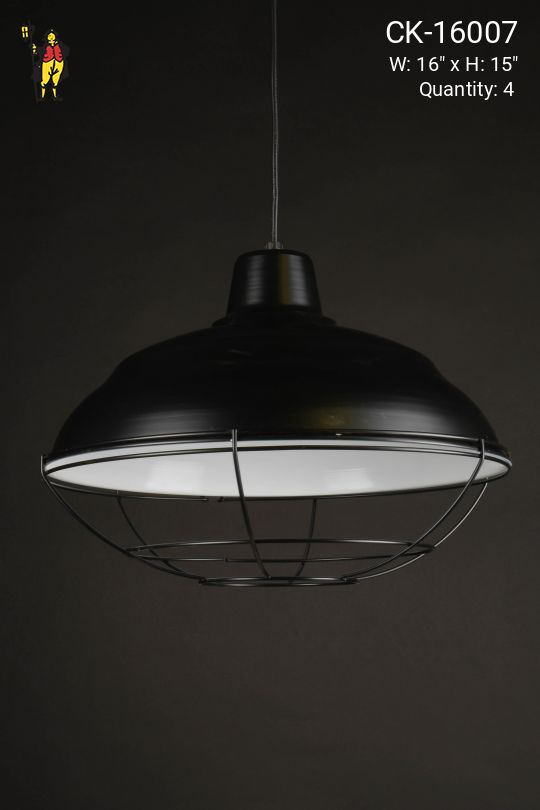 16" Black Hanging RLM w/Black Cage