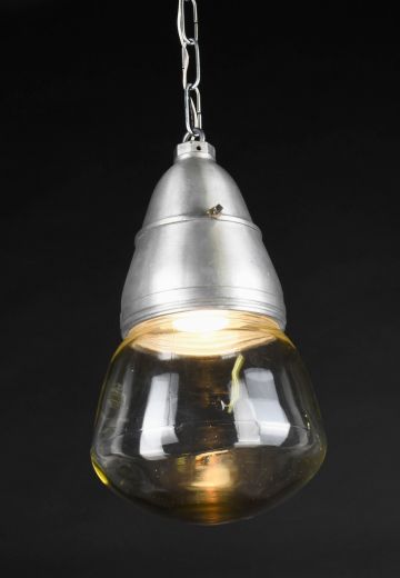 Hanging Glass & Metal Industrial Pendant