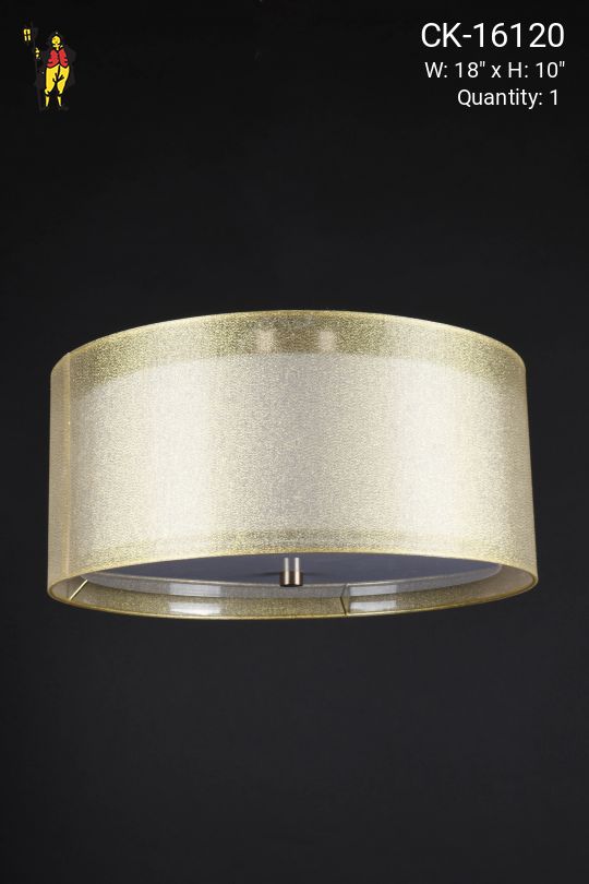 Gold Fabric Shaded Flush Mount Fixture