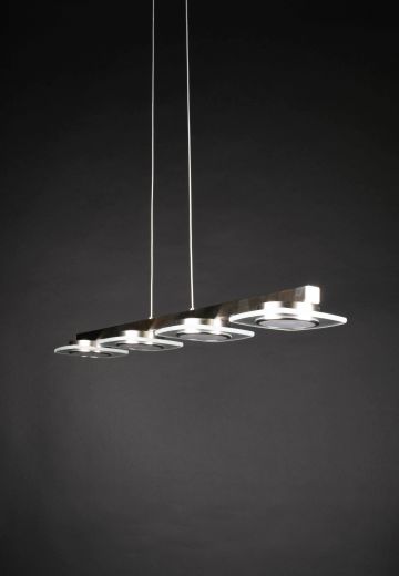 34" Nickel Three Light Linear Hanging Fixture