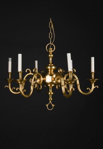 Antique Brass Six Light Traditional Chandelier
