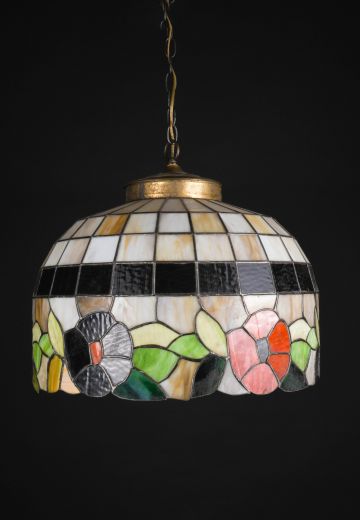 Floral Art Glass Hanging Pendant