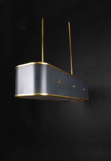 Navy Blue & Brass Linear Hanging Fixture
