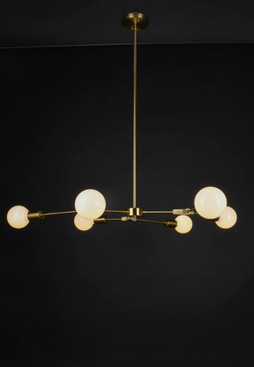 Brass Six Light Modern Hanging Fixture