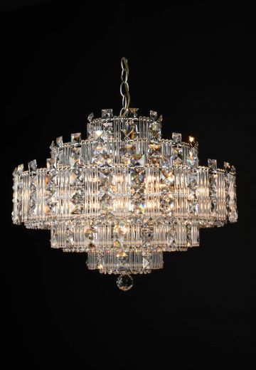 Fifteen Light Nickel & Crystal Chandelier