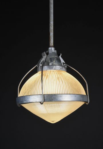 Halophane Glass Industrial Hanging Pendant