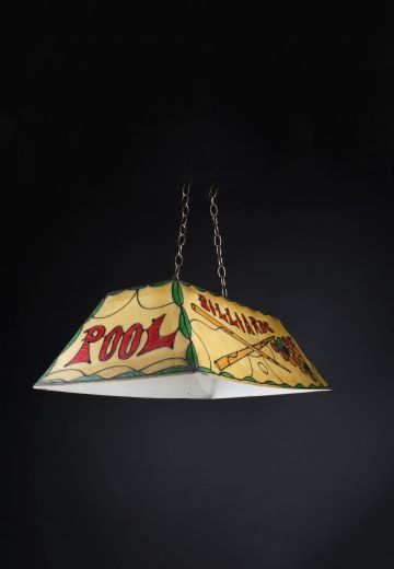 Two Light Distressed "Billiards" Hanging Fixture