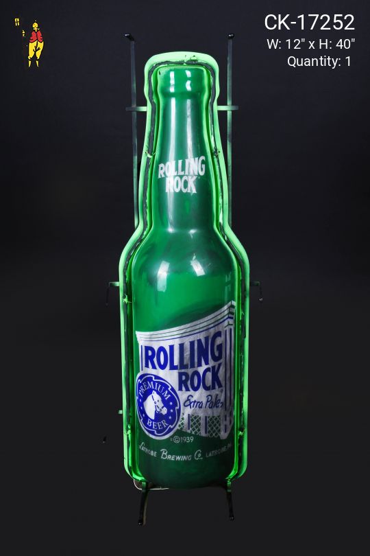 Green "Rolling Rock" Beer Neon Sign