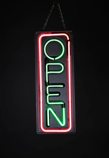Green & Pink Neon "Open" Sign