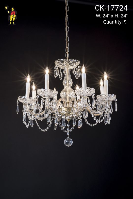 Eight Light Petite Crystal & Brass Chandelier