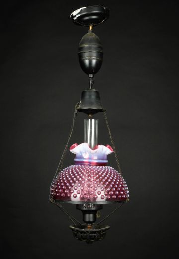 Pink Shaded Victorian Hanging Pull-Down Pendant