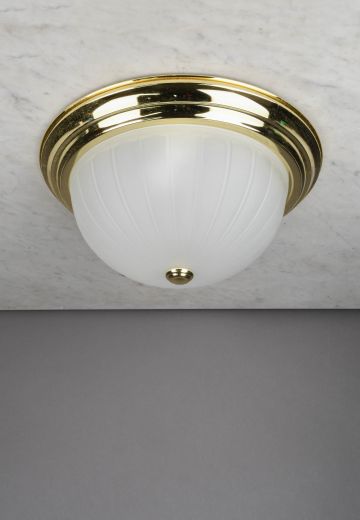 Polished Brass & Glass Flush Mount