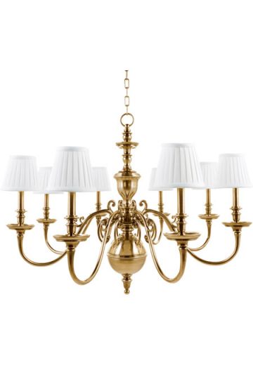 Eight Light Brass Georgian Chandelier