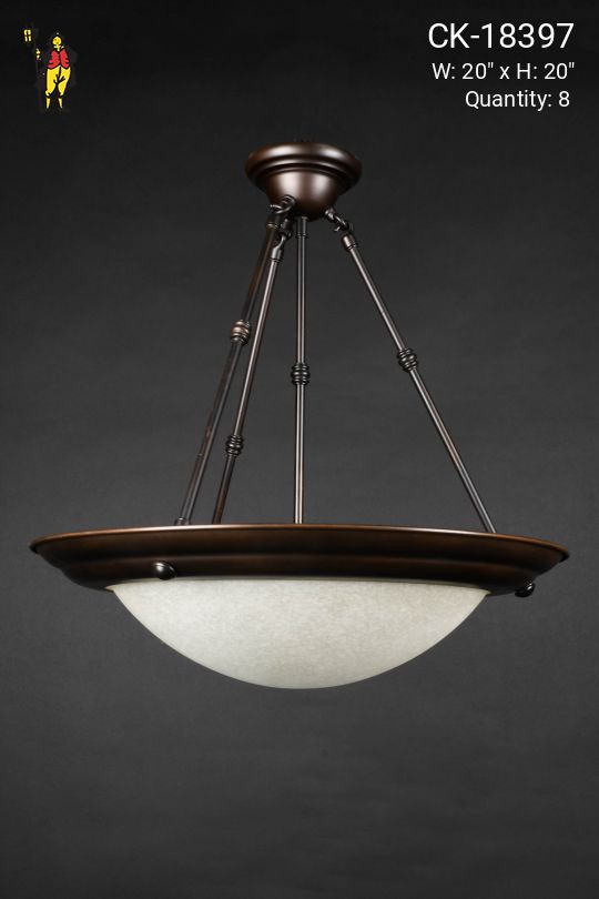 Bronze & Frosted Glass Hanging Bowl Pendant