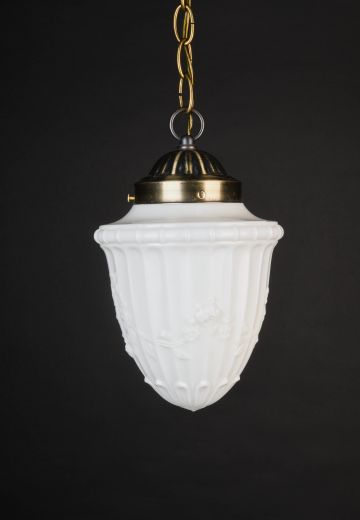 Floral Molded Glass Hanging Globe