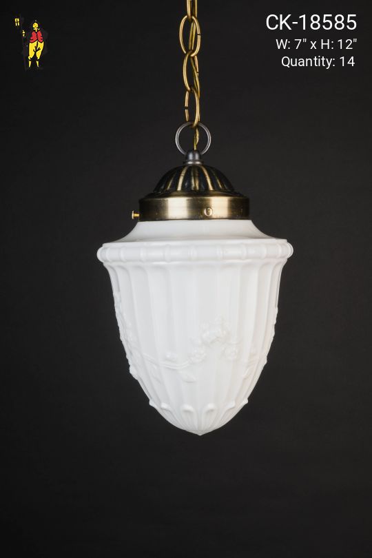 Floral Molded Glass Hanging Globe