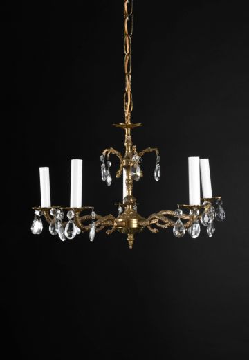 Antique Brass Petite Five Light Chandelier