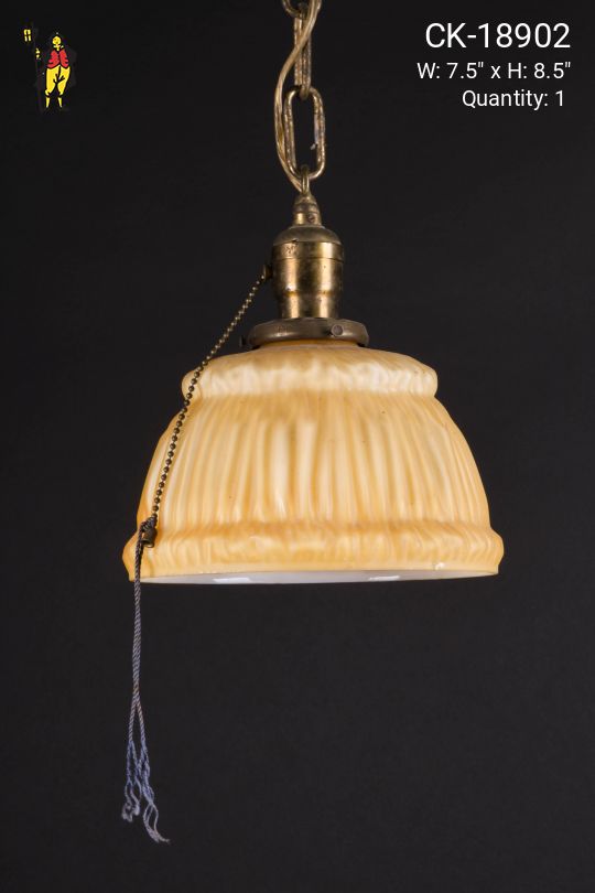 Amber Glass Hanging Pendant w/Pull Chain