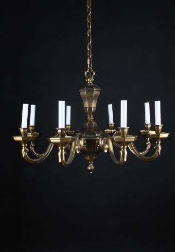 Antique Brass Eight Light Chandelier