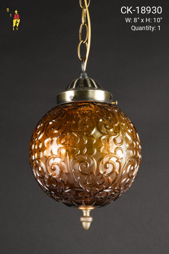 8" Amber Glass Hanging Globe