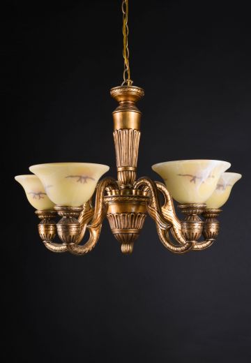 Five Light Deco Chandelier